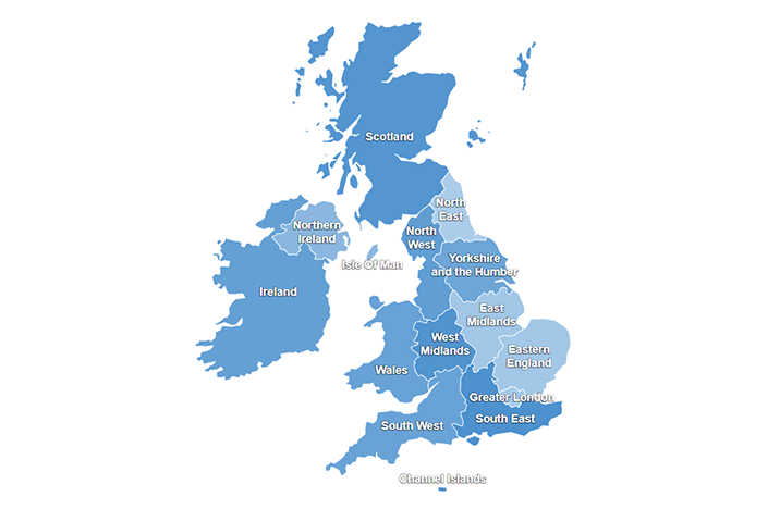 UK and Ireland Map With Clickable regions for WordPress/HTML Websites