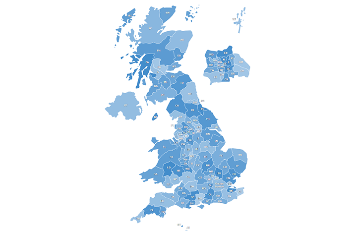 UK Postcode Map With Clickable postcode areas for WordPress/HTML Websites