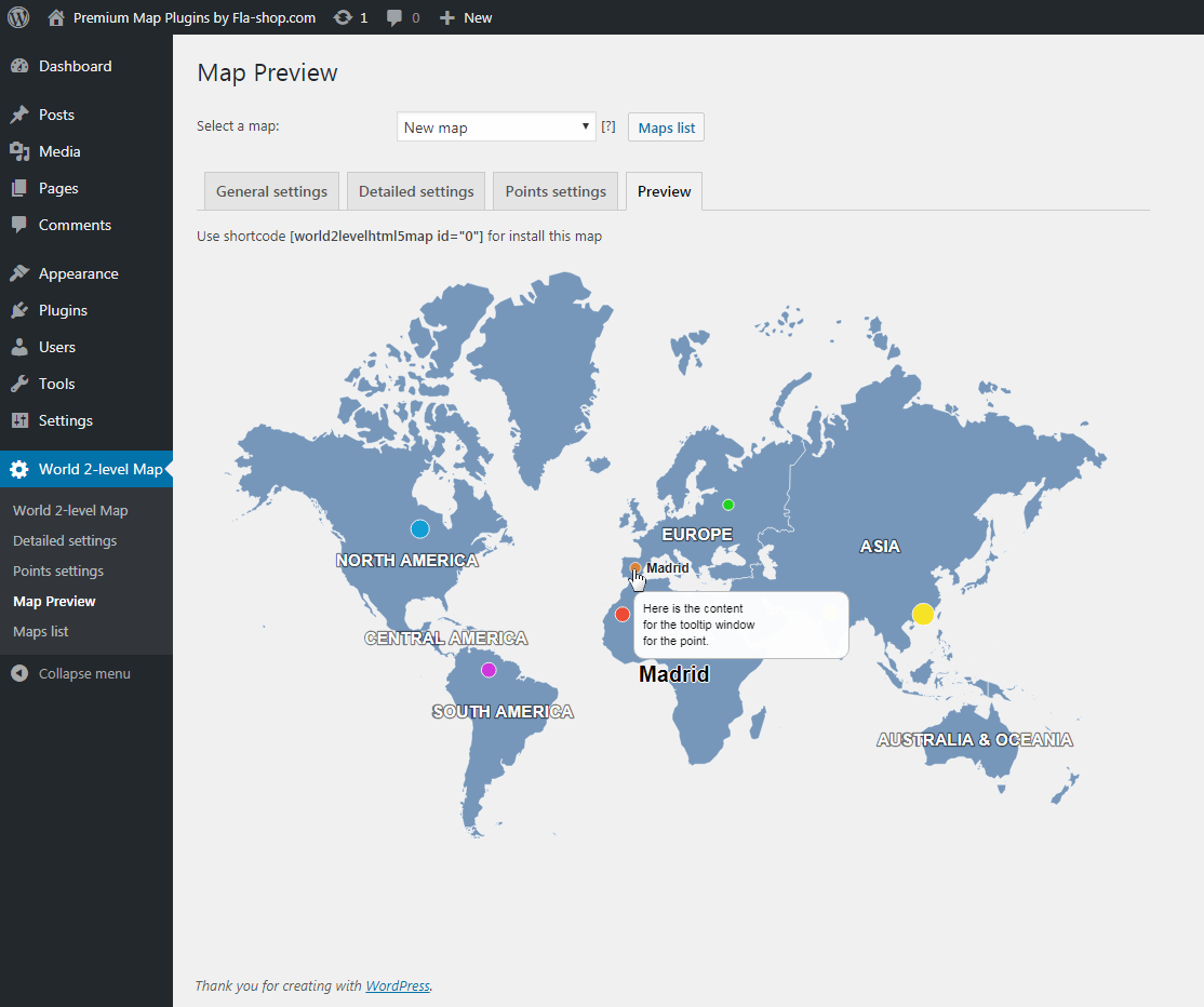 World Interactive HTML5 Map for WordPress