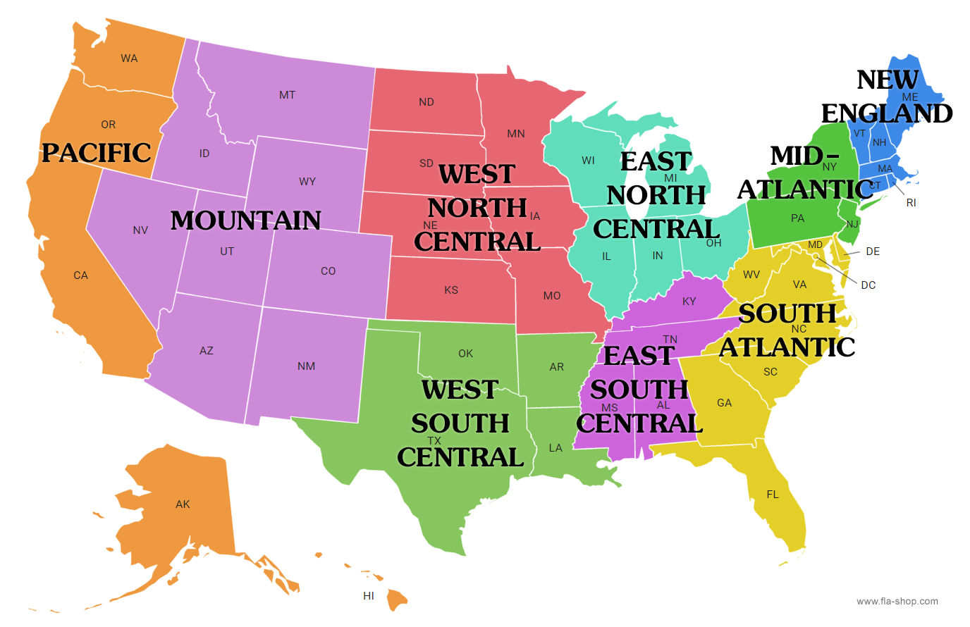 8 Regions Of The United States Map - Gabbi Joannes